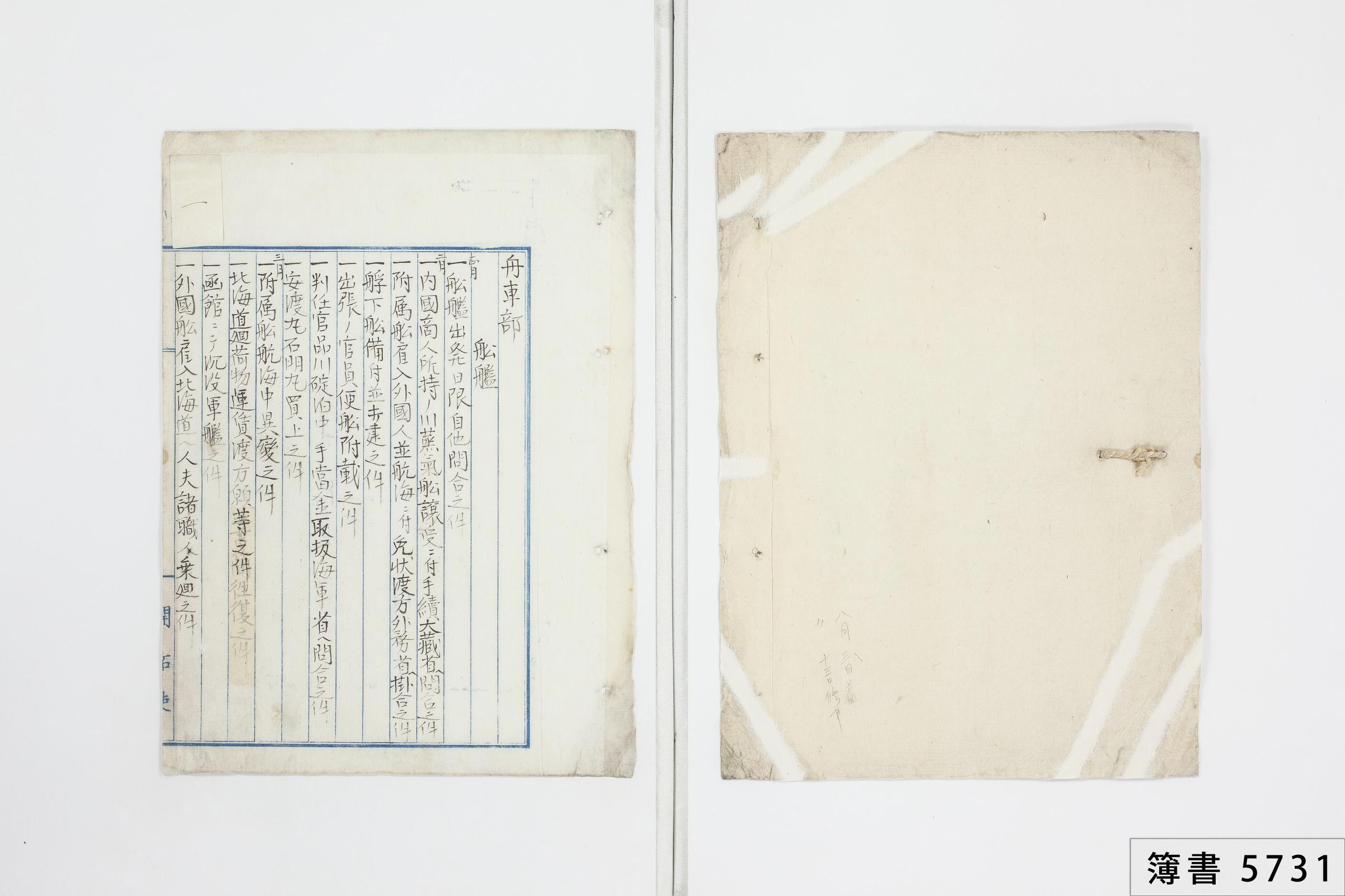 簿書5731：目次 - 47530 | 北海道デジタル地域資料アーカイブズ